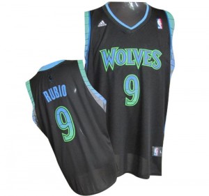Maillot NBA Noir Ricky Rubio #9 Minnesota Timberwolves Vibe Swingman Homme Adidas