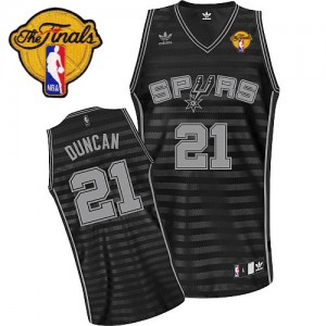 Maillot NBA Authentic Tim Duncan #21 San Antonio Spurs Groove Finals Patch Gris noir - Femme