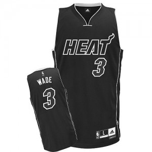 Maillot Authentic Miami Heat NBA Shadow Noir - #3 Dwyane Wade - Homme