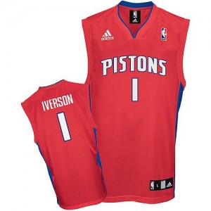 Maillot NBA Rouge Allen Iverson #1 Detroit Pistons Swingman Homme Adidas