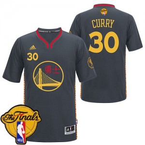 Maillot Adidas Noir Slate Chinese New Year 2015 The Finals Patch Authentic Golden State Warriors - Stephen Curry #30 - Homme