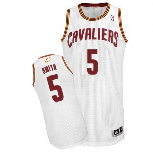 Maillot NBA Cleveland Cavaliers #5 J.R. Smith Blanc Adidas Authentic Home - Homme