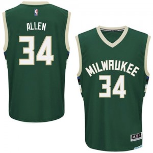 Maillot Adidas Vert Road Authentic Milwaukee Bucks - Ray Allen #34 - Homme