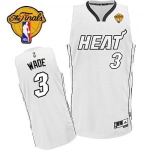 Miami Heat #3 Adidas Finals Patch Blanc Authentic Maillot d'équipe de NBA pas cher - Dwyane Wade pour Homme