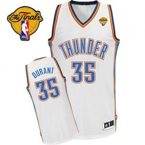 Maillot Authentic Oklahoma City Thunder NBA Home Finals Patch Blanc - #35 Kevin Durant - Homme