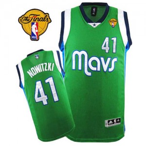 Maillot NBA Authentic Dirk Nowitzki #41 Dallas Mavericks Finals Patch Vert - Homme