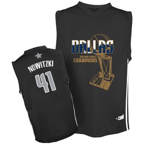 Maillot NBA Noir Dirk Nowitzki #41 Dallas Mavericks Finals Champions Authentic Homme Adidas