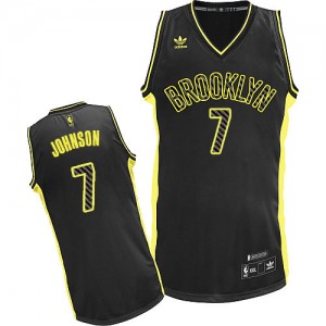 Brooklyn Nets Joe Johnson #7 Electricity Fashion Swingman Maillot d'équipe de NBA - Noir pour Homme