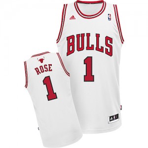 Chicago Bulls #1 Adidas Home Blanc Swingman Maillot d'équipe de NBA Magasin d'usine - Derrick Rose pour Homme