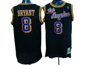 Maillot Authentic Los Angeles Lakers NBA Throwback Noir / Violet - #8 Kobe Bryant - Homme
