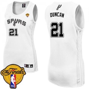 San Antonio Spurs #21 Adidas Home Finals Patch Blanc Authentic Maillot d'équipe de NBA en vente en ligne - Tim Duncan pour Femme