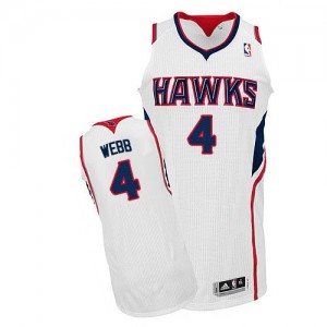 Maillot NBA Atlanta Hawks #4 Spud Webb Blanc Adidas Authentic Home - Homme