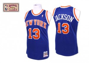 Maillot NBA New York Knicks #13 Mark Jackson Bleu royal Mitchell and Ness Authentic Throwback - Homme