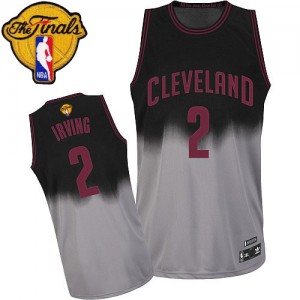 Maillot NBA Gris noir Kyrie Irving #2 Cleveland Cavaliers Fadeaway Fashion 2015 The Finals Patch Authentic Homme Adidas