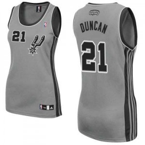 San Antonio Spurs #21 Adidas Alternate Gris argenté Authentic Maillot d'équipe de NBA en ligne - Tim Duncan pour Femme