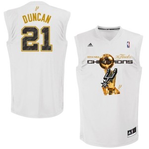 Maillot NBA Swingman Tim Duncan #21 San Antonio Spurs 2014 NBA Finals Champions Blanc - Homme