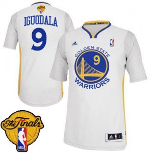 Maillot NBA Blanc Andre Iguodala #9 Golden State Warriors Alternate 2015 The Finals Patch Swingman Homme Adidas