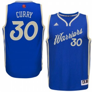 Maillot Adidas Bleu royal 2015-16 Christmas Day Authentic Golden State Warriors - Stephen Curry #30 - Homme