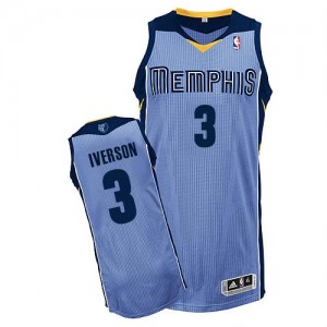 Maillot NBA Memphis Grizzlies #3 Allen Iverson Bleu clair Adidas Authentic Alternate - Homme