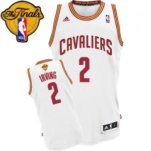 Maillot NBA Blanc Kyrie Irving #2 Cleveland Cavaliers Home 2015 The Finals Patch Swingman Homme Adidas