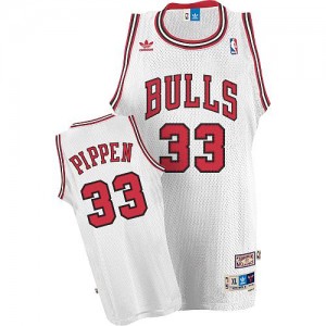 Maillot NBA Chicago Bulls #33 Scottie Pippen Blanc Adidas Swingman Throwback - Homme