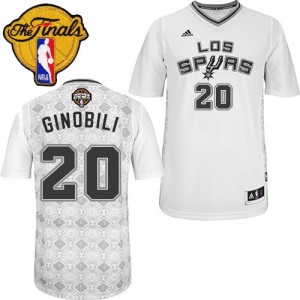 Maillot NBA Blanc Manu Ginobili #20 San Antonio Spurs New Latin Nights Finals Patch Authentic Homme Adidas