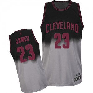 Maillot NBA Cleveland Cavaliers #23 LeBron James Gris noir Adidas Authentic Fadeaway Fashion - Homme
